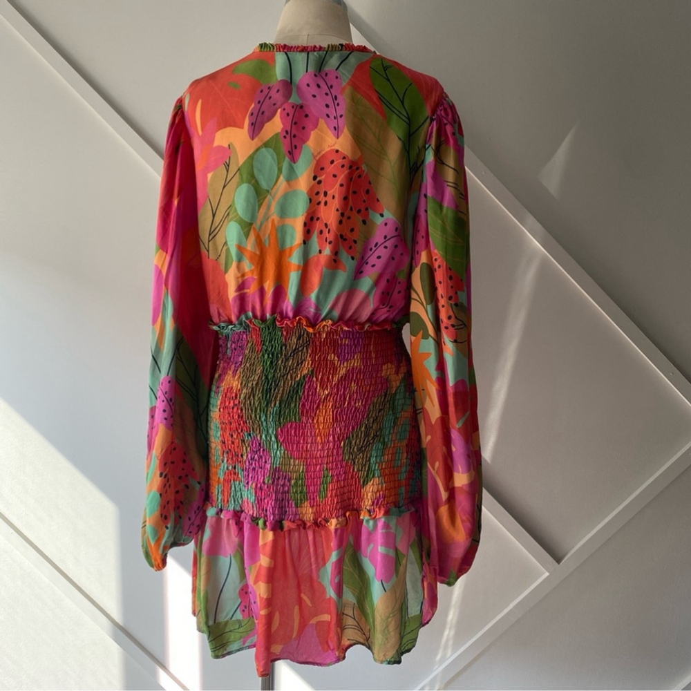 X SOLD X Farm Rio Sweet Forest Long Sleeve Mini Dress - L - Picture 4 of 15